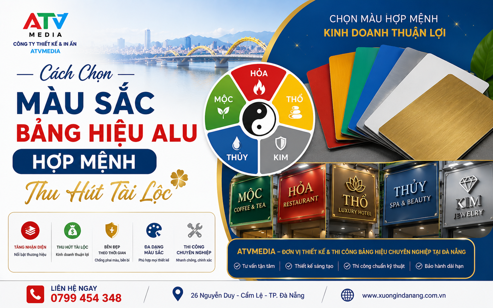 Cách Chọn Màu Sắc Bảng Hiệu Alu Hợp Mệnh Thu Hút Tài Lộc