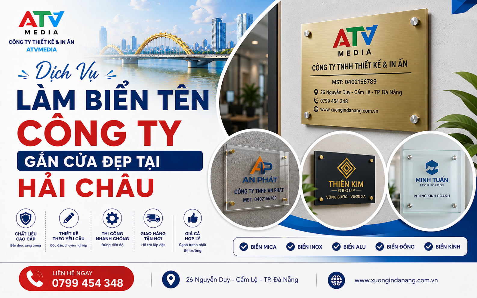 Dịch Vụ Làm Biển Tên Công Ty Gắn Cửa Đẹp Tại Hải Châu
