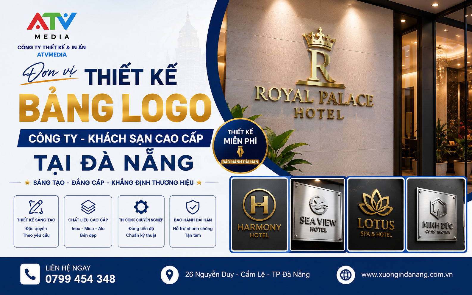 Đơn Vị Thiết Kế Bảng Logo Công Ty Khách Sạn Cao Cấp Đà Nẵng