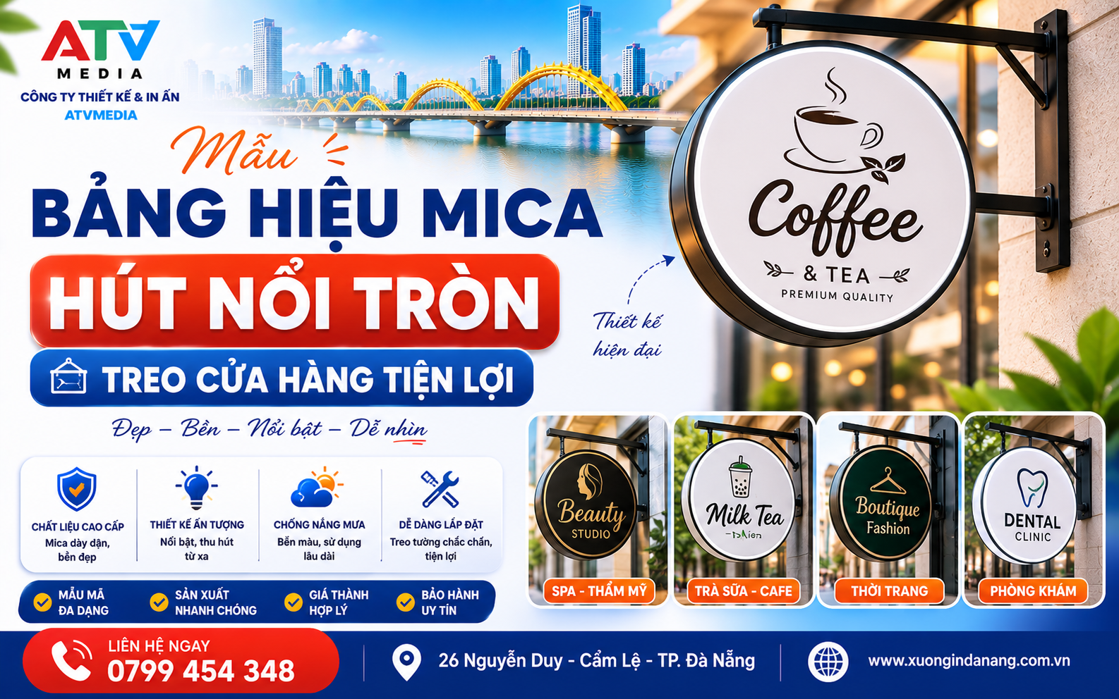 Mẫu Bảng Hiệu Mica Hút Nổi Tròn Treo Cửa Hàng Tiện Lợi