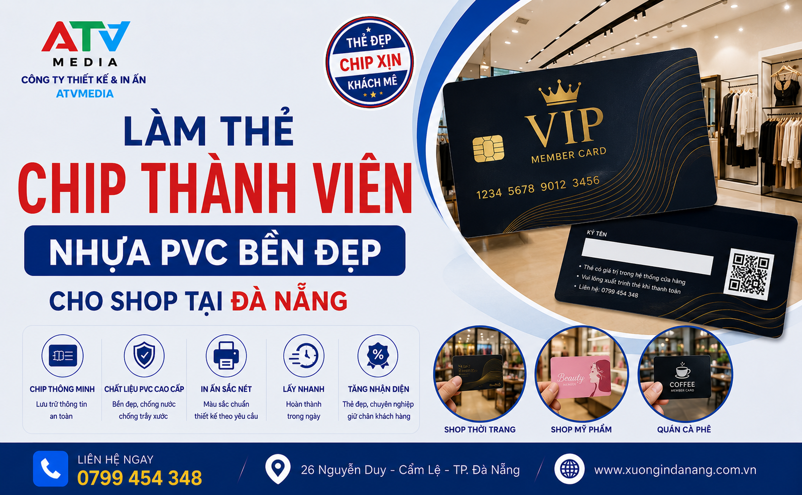 Làm Thẻ Chip Thành Viên Nhựa PVC Bền Đẹp Cho Shop Đà Nẵng