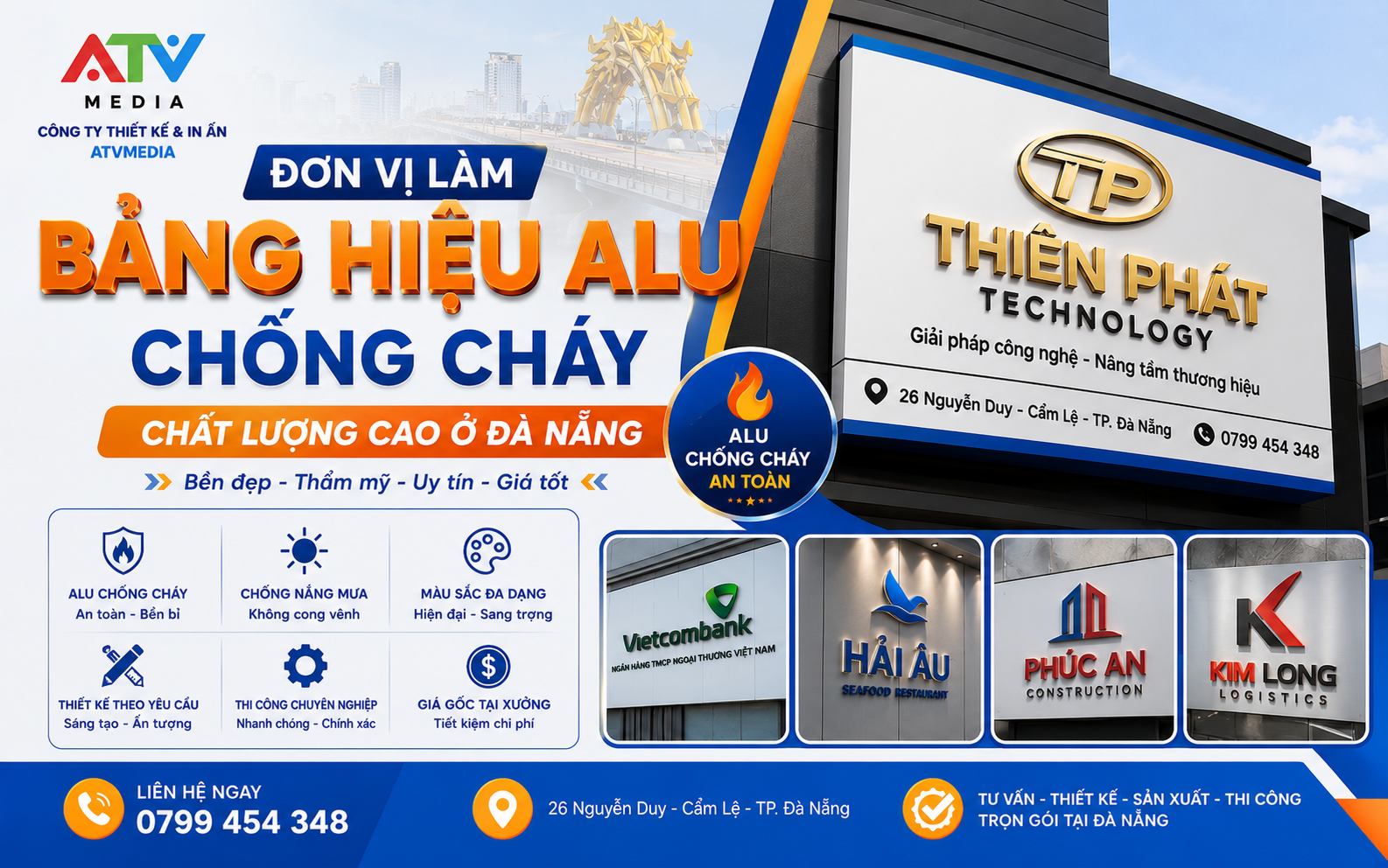 Đơn Vị Làm Bảng Hiệu Alu Chống Cháy Chất Lượng Cao Ở Đà Nẵng