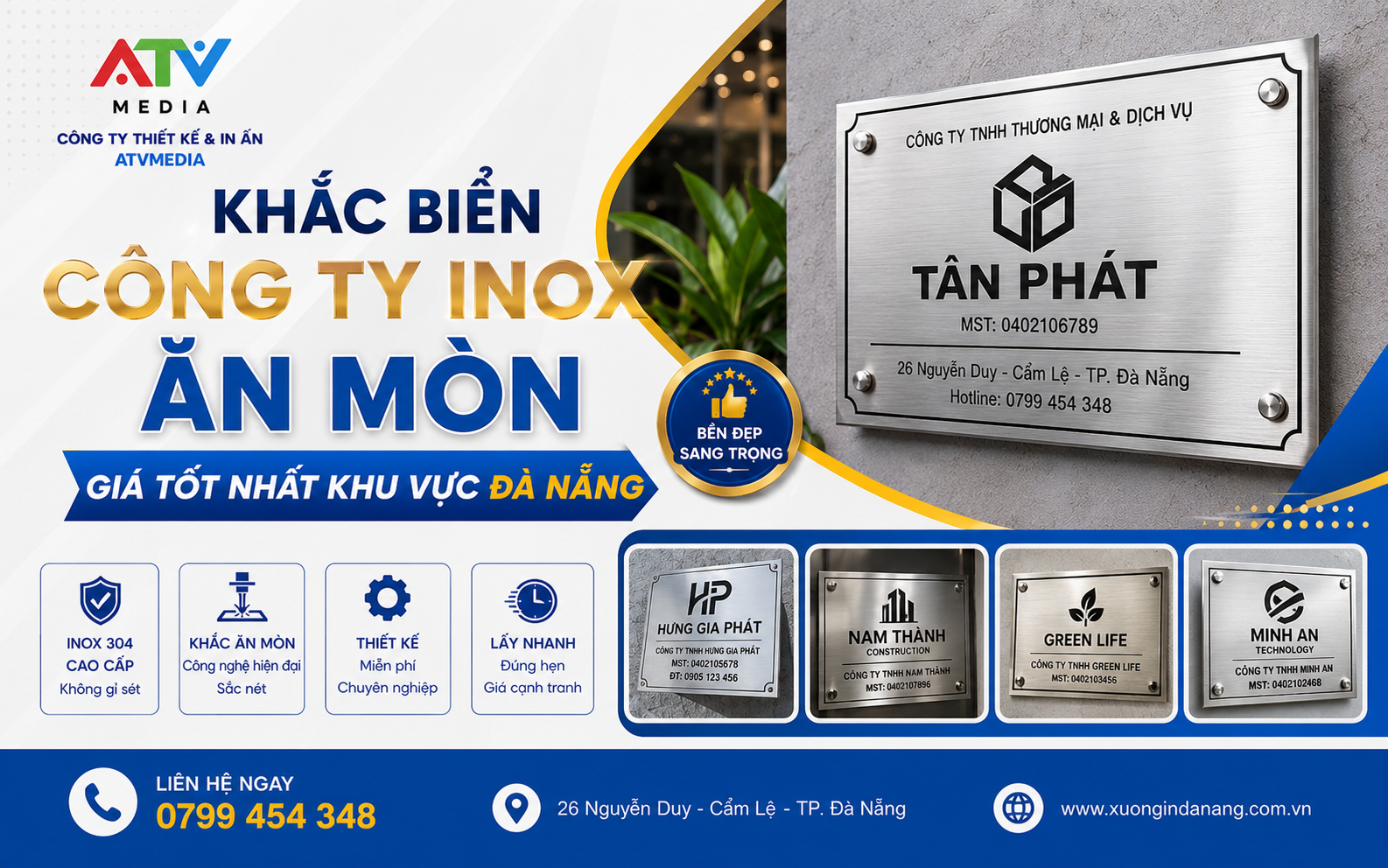 Khắc Biển Công Ty Inox Ăn Mòn Giá Tốt Nhất Khu Vực Đà Nẵng